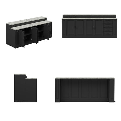 Îlot de cuisine avec plateau en bois massif et composite