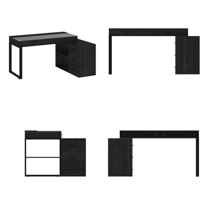 Bureau d'ordinateur à 5 tiroirs de 149 cm de large avec plateau en verre