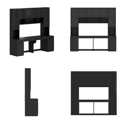 Bureau d'ordinateur de 90,6 pouces de large avec armoires vitrées