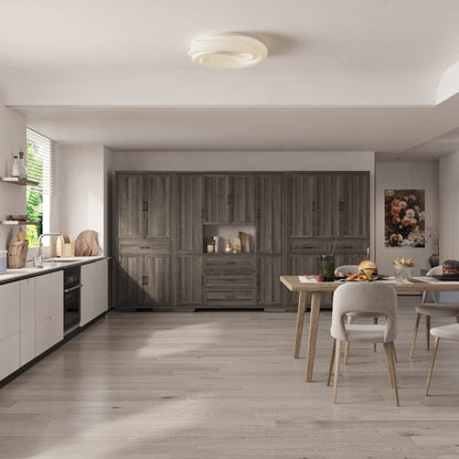 Meuble de rangement modulaire élégant : design épuré et combinaison de compartiments ouverts et fermés.