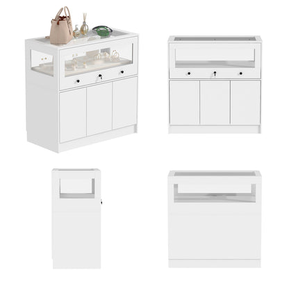 Armoire à bijoux à 1 tiroir et 3 portes avec plateau en verre trempé