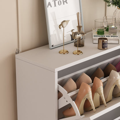 Meuble à chaussures moderne avec 3 tiroirs rabattables, étagère à chaussures en bois, organisateur de rangement pour entrée ou couloir. 