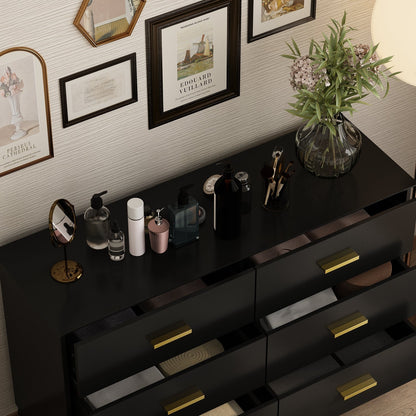 Commode double moderne blanche à 6 tiroirs pour entrée ou salon 