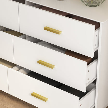 Commode double moderne blanche à 6 tiroirs pour entrée ou salon 