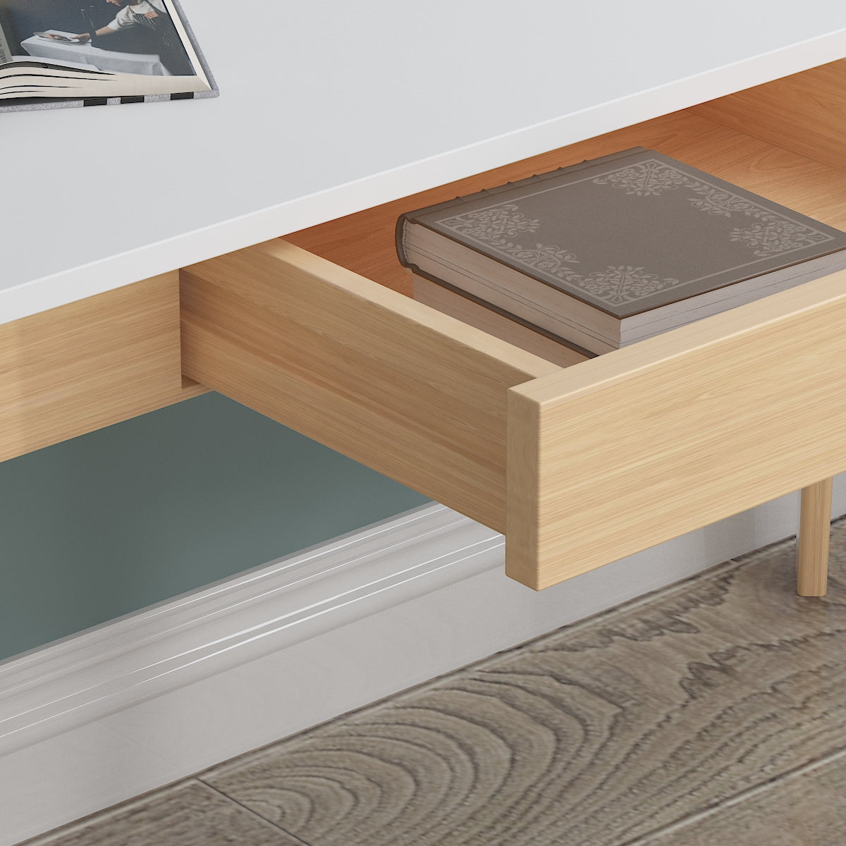 Bureau minimaliste en bois blanc, table d'étude pour bureau, 39,4 cm de large