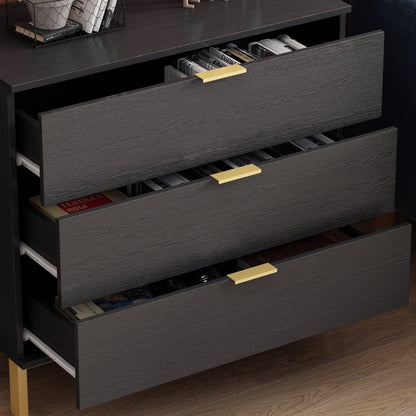 Commode verticale à 3 tiroirs avec pieds en métal pour chambre à coucher