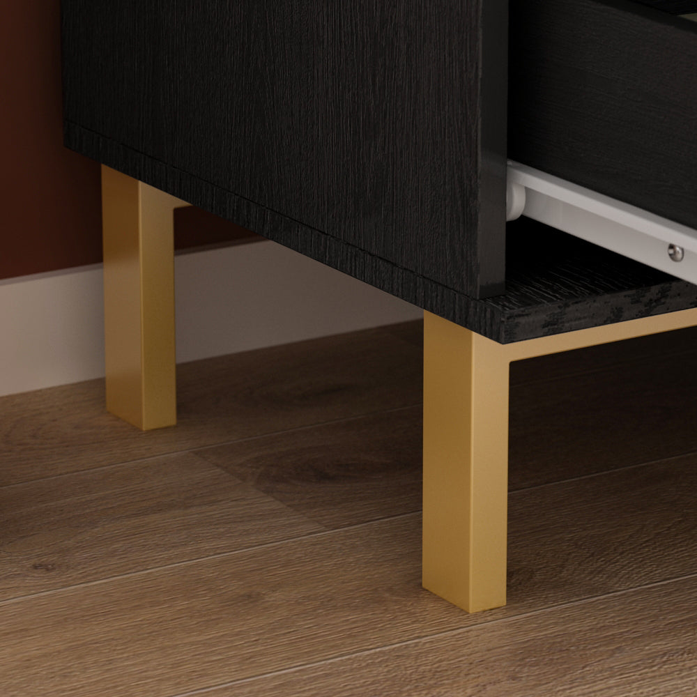 Commode verticale à 3 tiroirs avec pieds en métal pour chambre à coucher