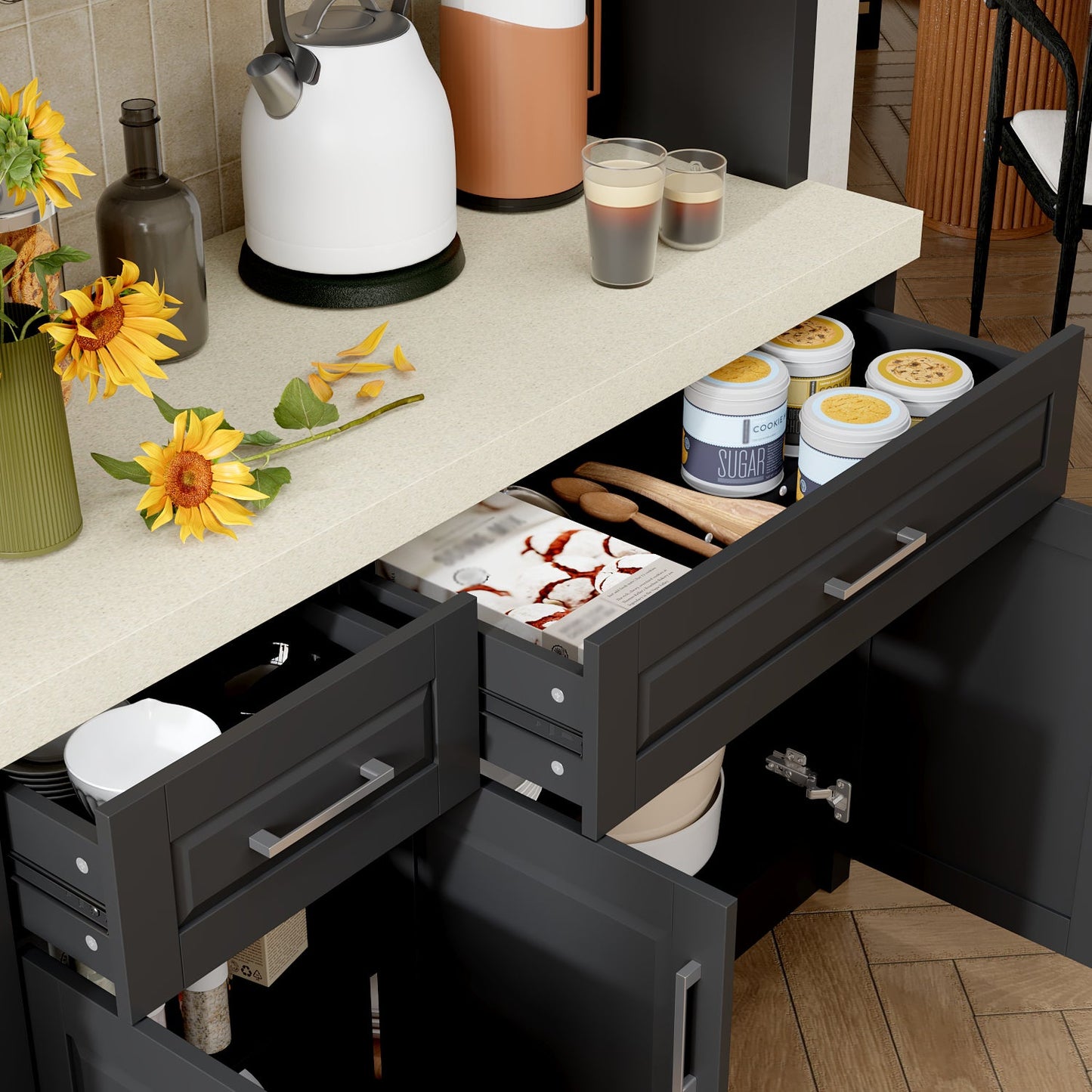 Buffet de cuisine de grande taille (47,6 po de largeur)