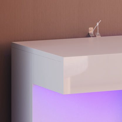 Meuble TV minimaliste et élégant avec cheminée électrique et éclairage