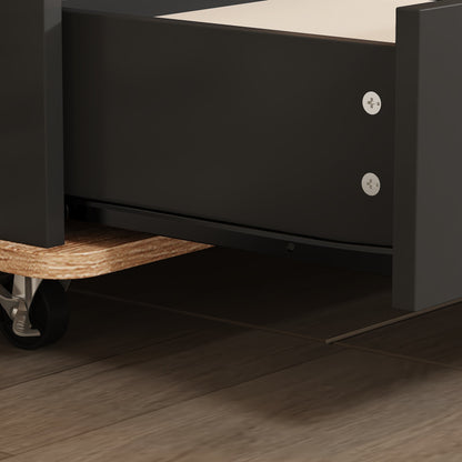 Meuble TV/console multimédia de 70 pouces de large à 4 tiroirs avec support TV et 6 roues