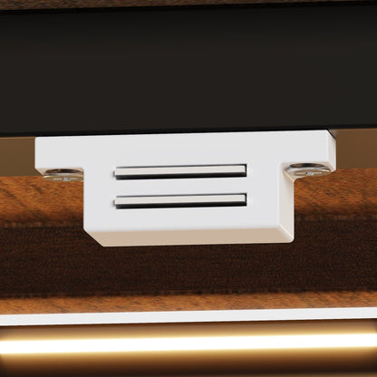 Îlot de cuisine 77,6 po avec porte vitrée, 3 tiroirs, éclairage double face