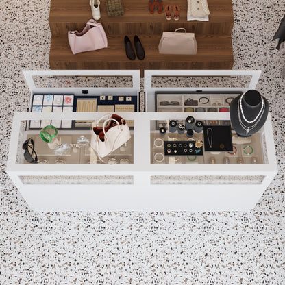 Armoire à bijoux à 1 tiroir et 3 portes avec plateau en verre trempé