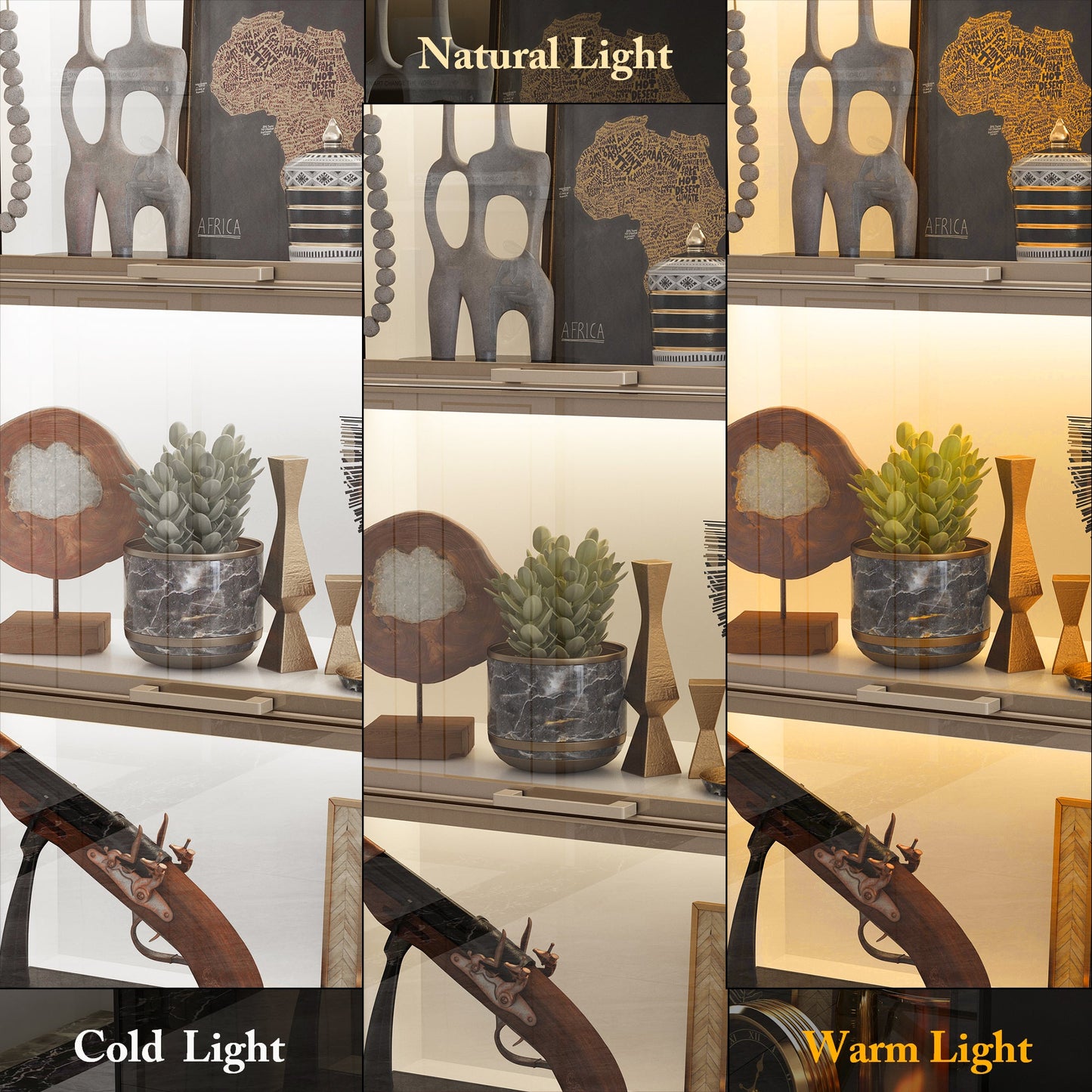 Vitrine vitrée à 4 niveaux avec éclairage LED