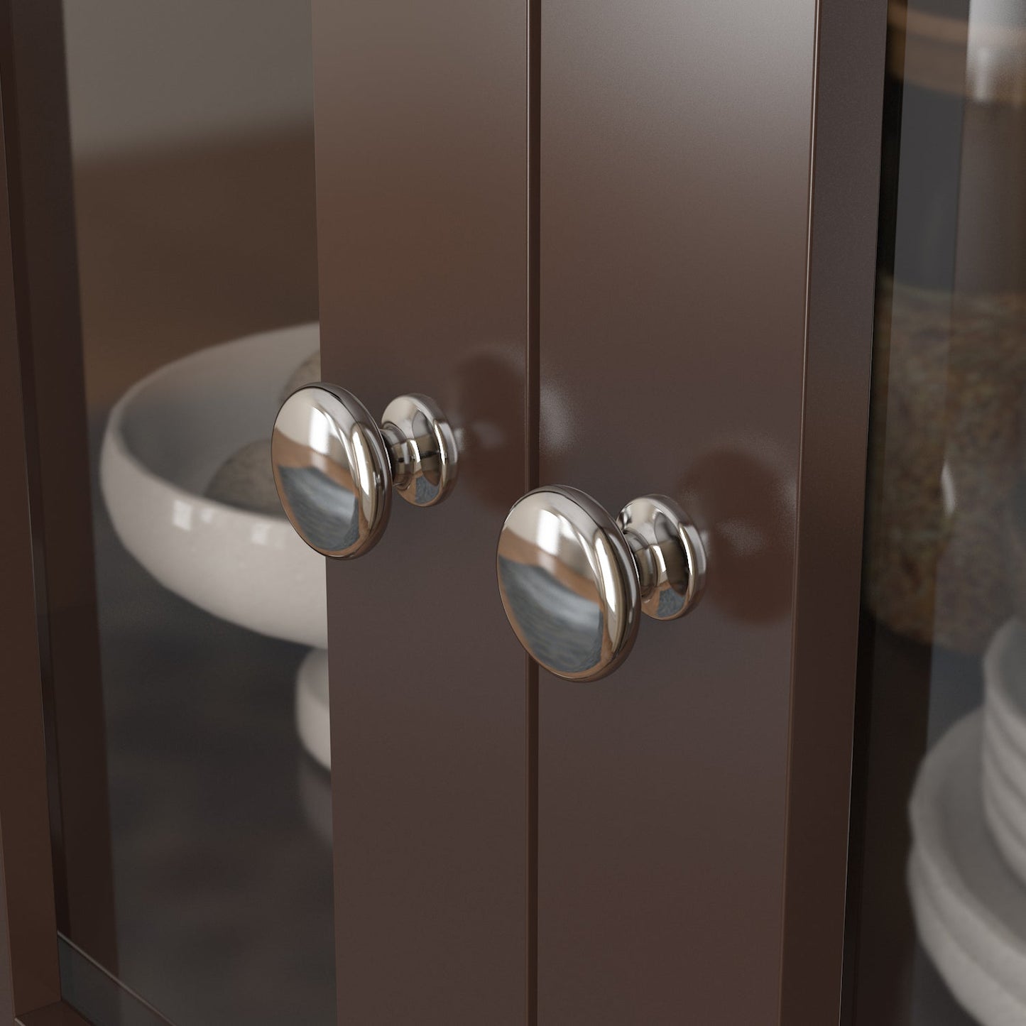 Buffet/meuble de rangement avec étagère à 3 niveaux et portes en acrylique