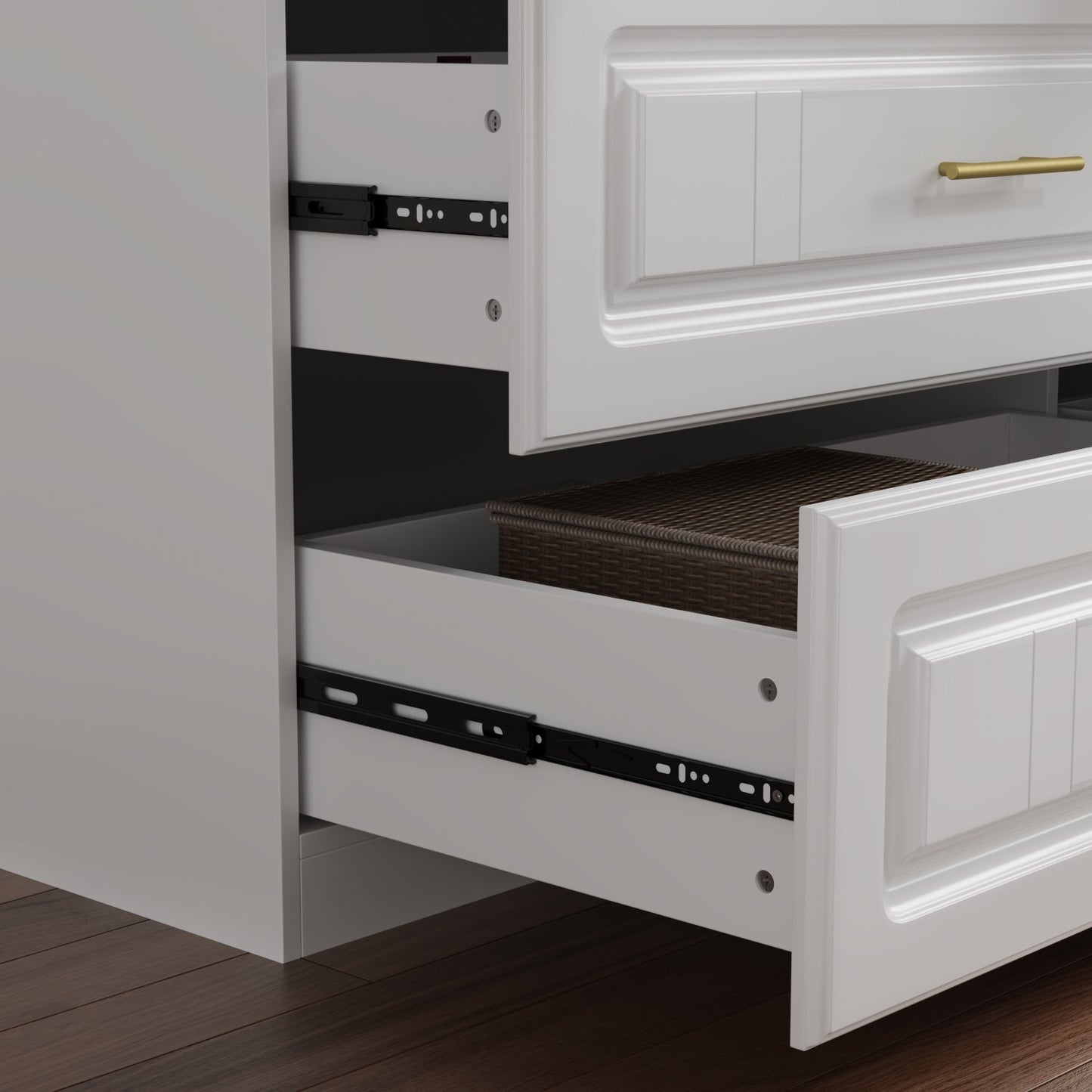 Armoire familiale, armoire de chambre, dressing à 4 portes et tiroirs