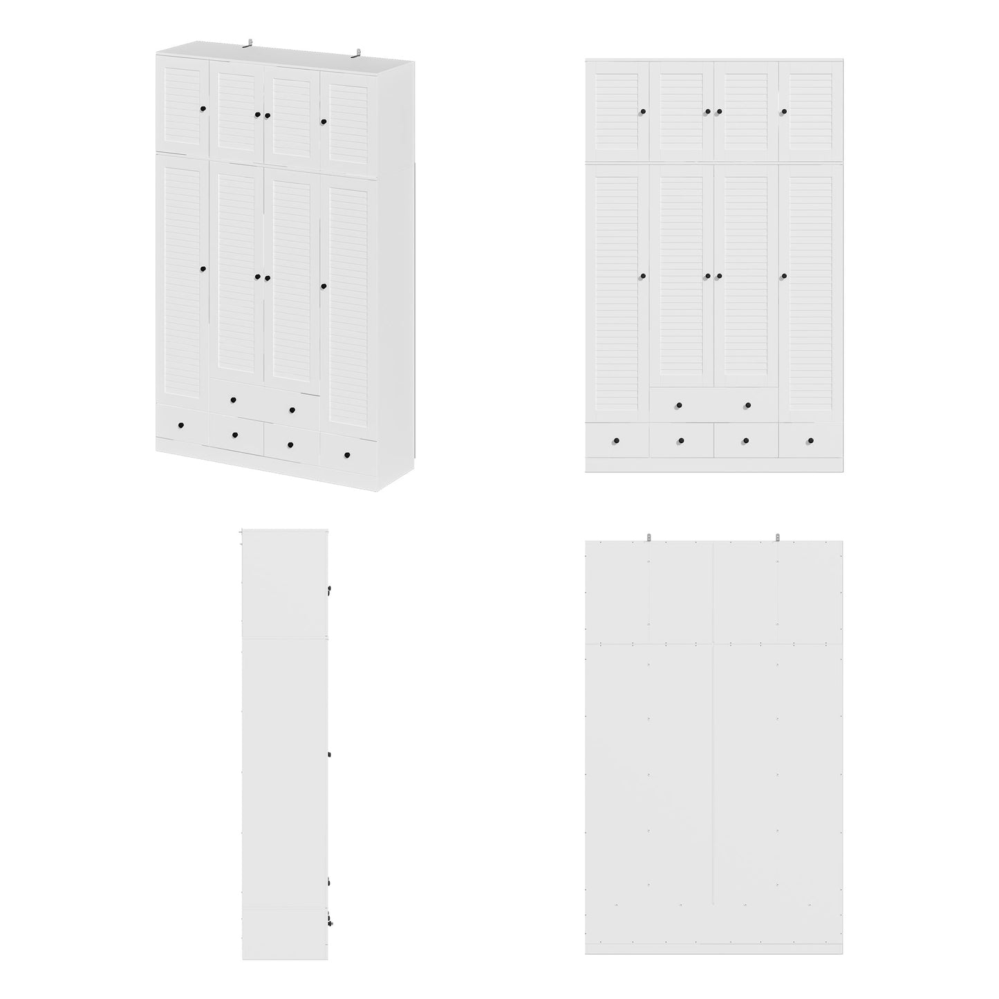 Grande armoire-penderie pour chambre à coucher, meuble de rangement à 4 portes et 5 tiroirs