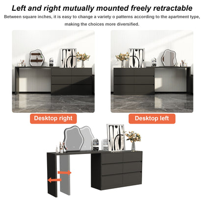 Table de travail pivotante en forme de L avec 6 tiroirs