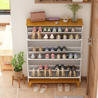 Meuble à chaussures moderne avec 3 compartiments et 1 casier - Organisateur de chaussures pour entrée