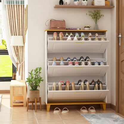 Meuble à chaussures moderne avec 3 compartiments et 1 casier - Organisateur de chaussures pour entrée