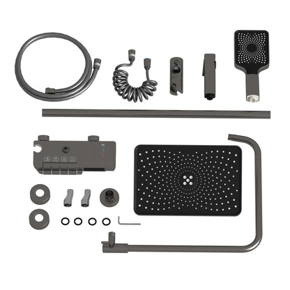 Système de douche complet avec écran LED, douchette à main, bec cascade et pistolet de douche