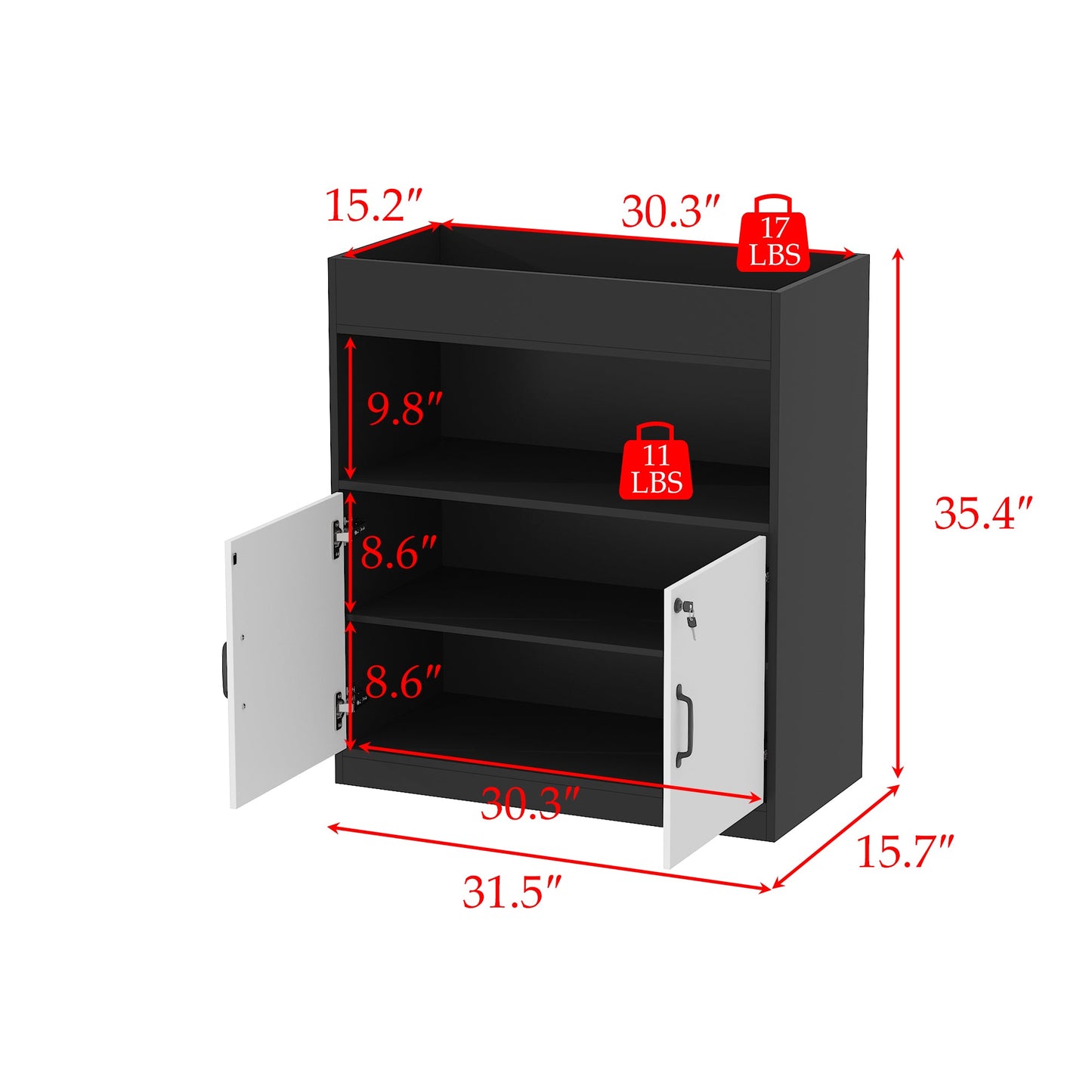 Armoire de classement élégante avec serrure, 35,4 po H x 31,5 po L