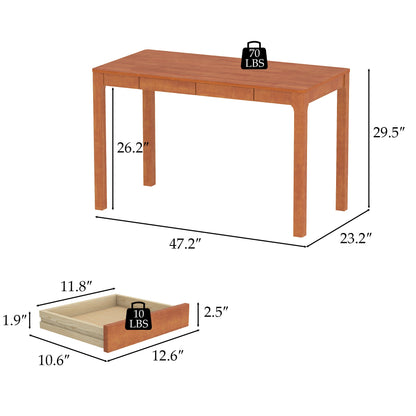 Bureau à double tiroir en bois d'hévéa