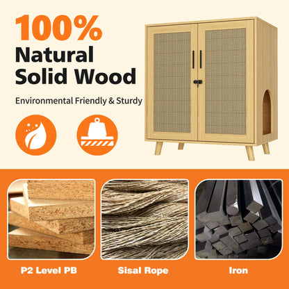 Enclos moderne pour bac à litière pour chat avec serrure et portes en sisal