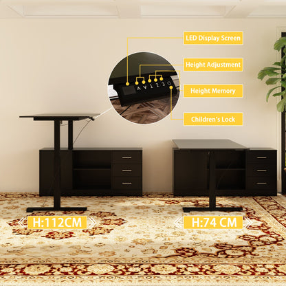 Bureau assis-debout extra-large avec vérin électrique - Plateau de 63 x 31,5 cm