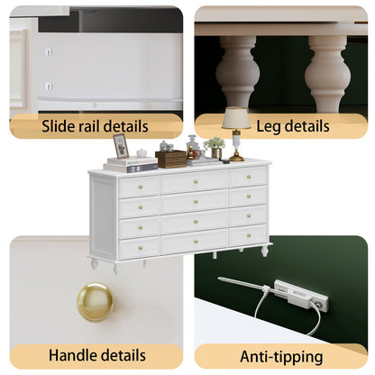 Commode à 12 tiroirs, commode triple, console large