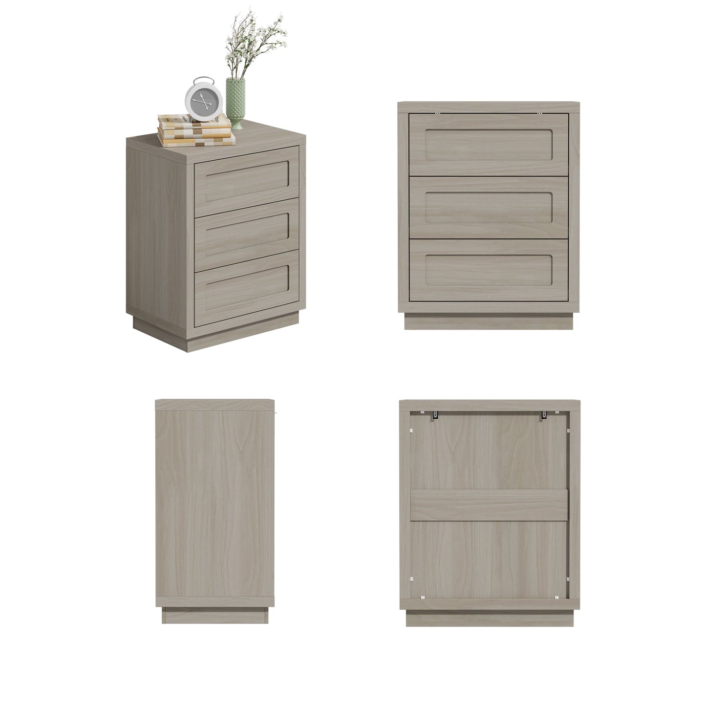 Table de chevet à 3 tiroirs au design rustique