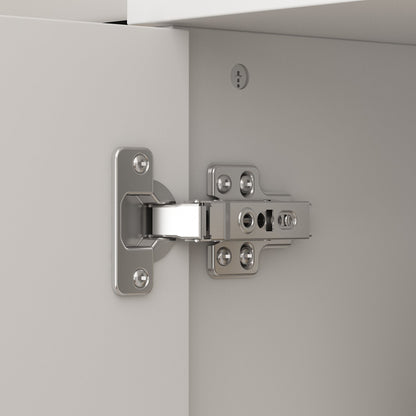 Armoire de rangement blanche à 6 étagères, compartiments réglables et étagère haute