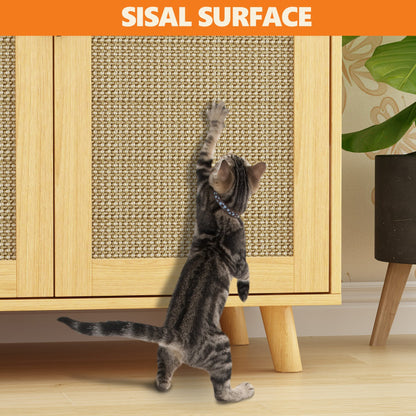Enclos moderne pour bac à litière pour chat avec serrure et portes en sisal