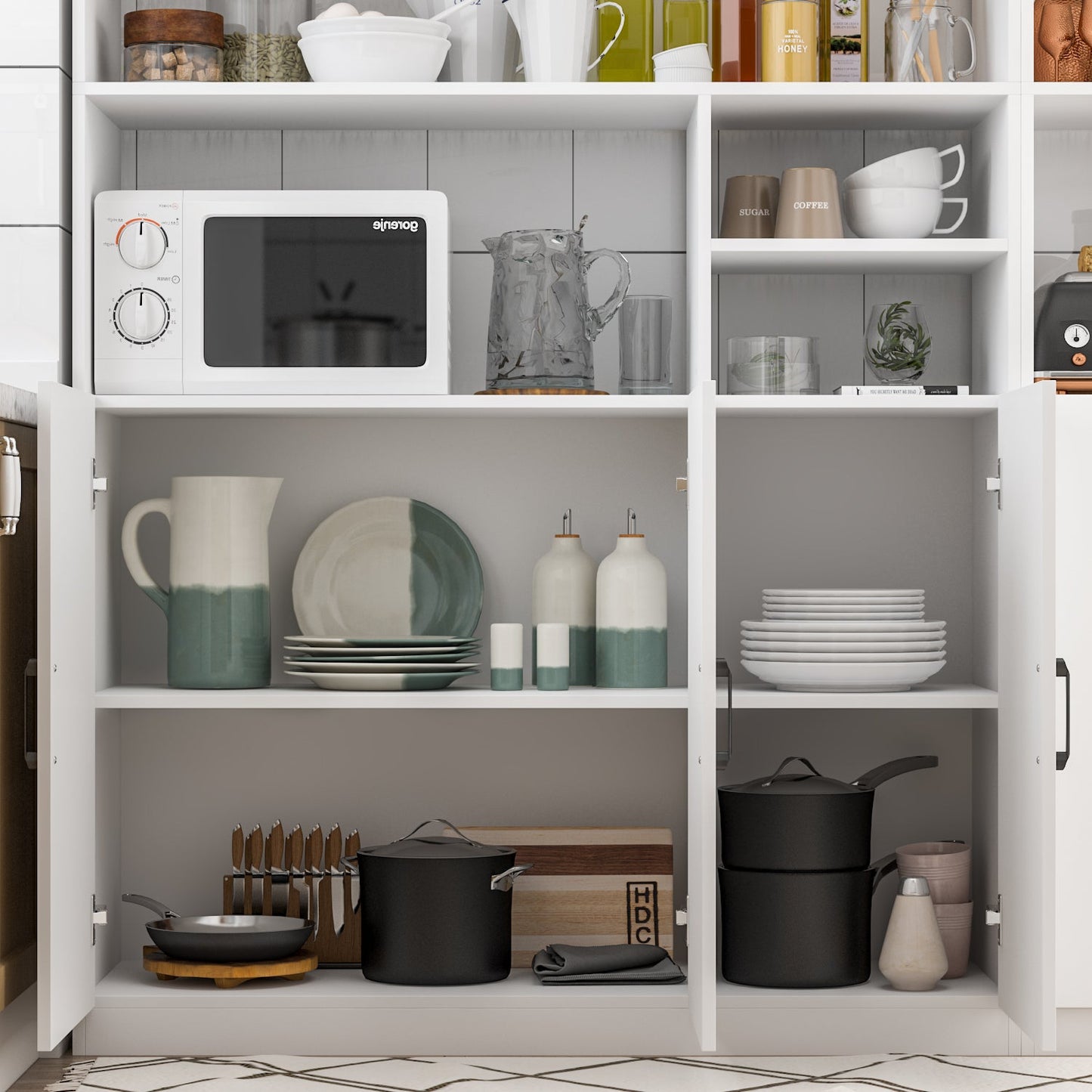 Grand meuble de rangement de cuisine avec portes et étagères - 47,2 cm de large