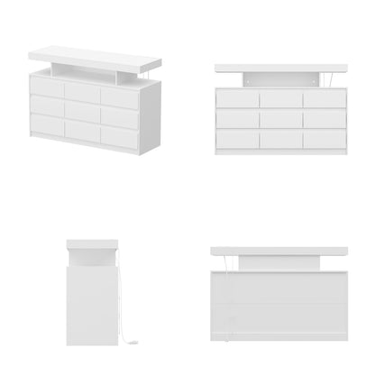 Commode à 9 tiroirs avec éclairage LED