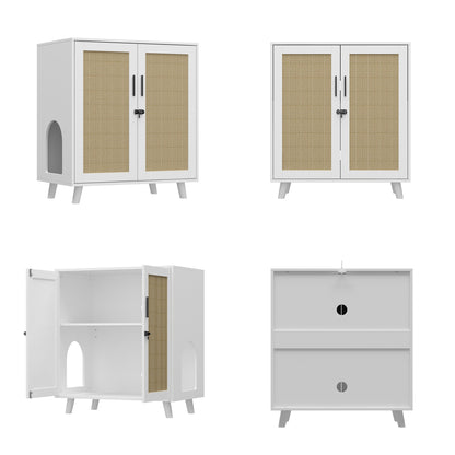 Enclos moderne pour bac à litière pour chat avec serrure et portes en sisal