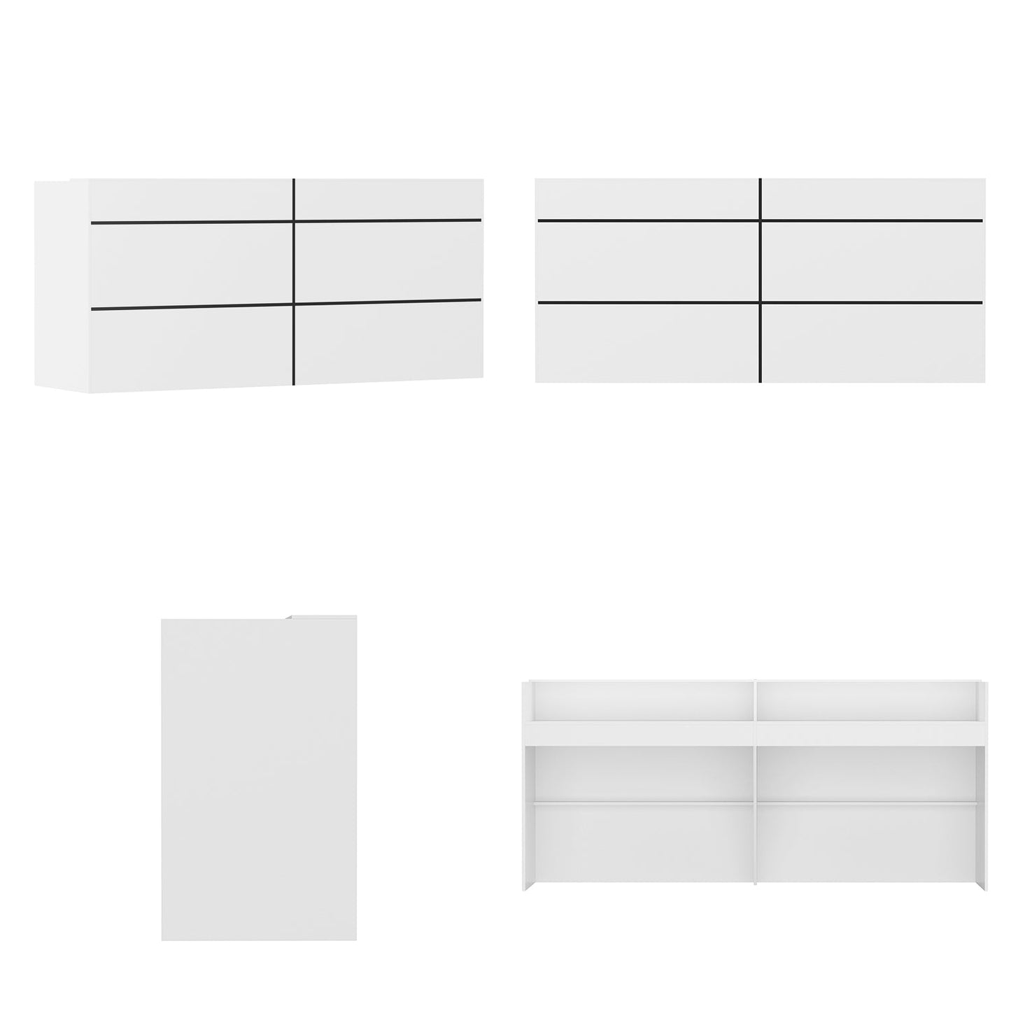 Bureau d'accueil rectangulaire en bois massif et composite