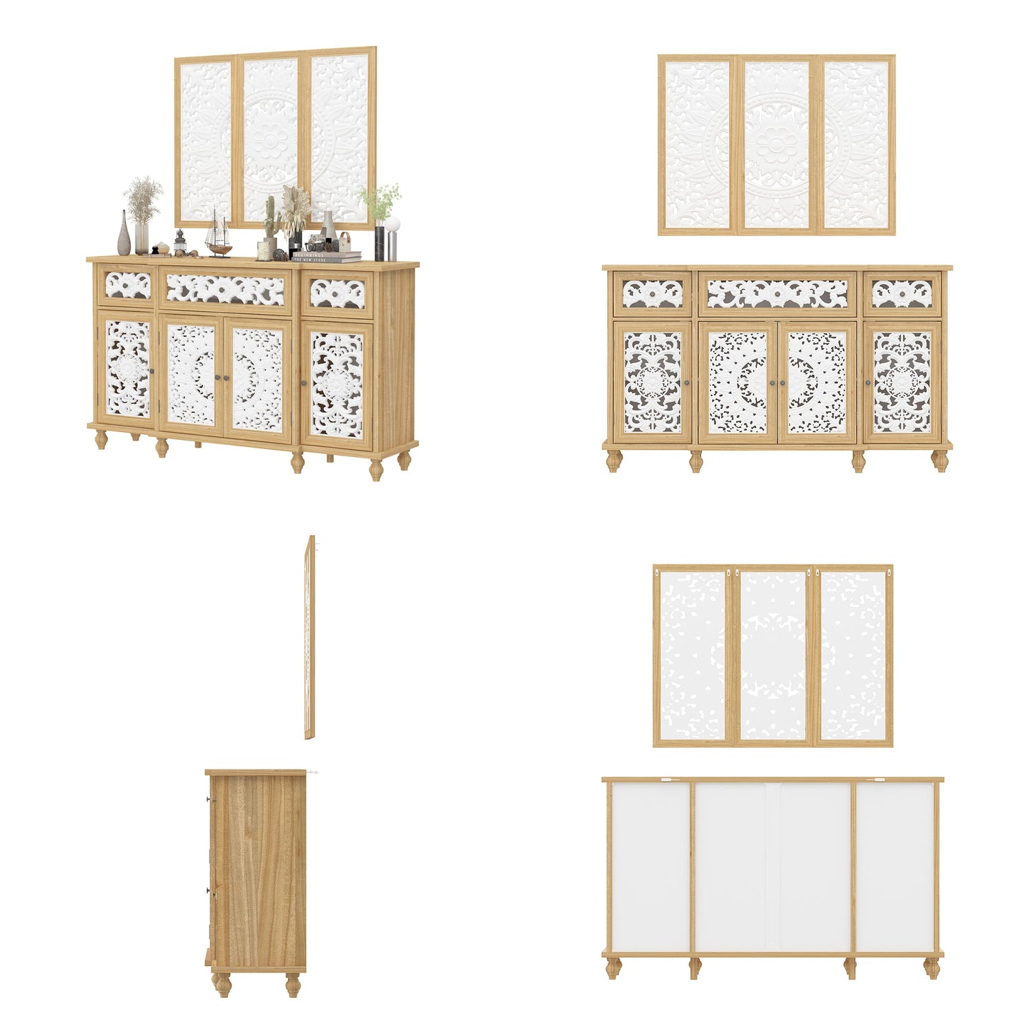 Buffet/meuble de rangement de 59,1 cm de large avec décorations murales