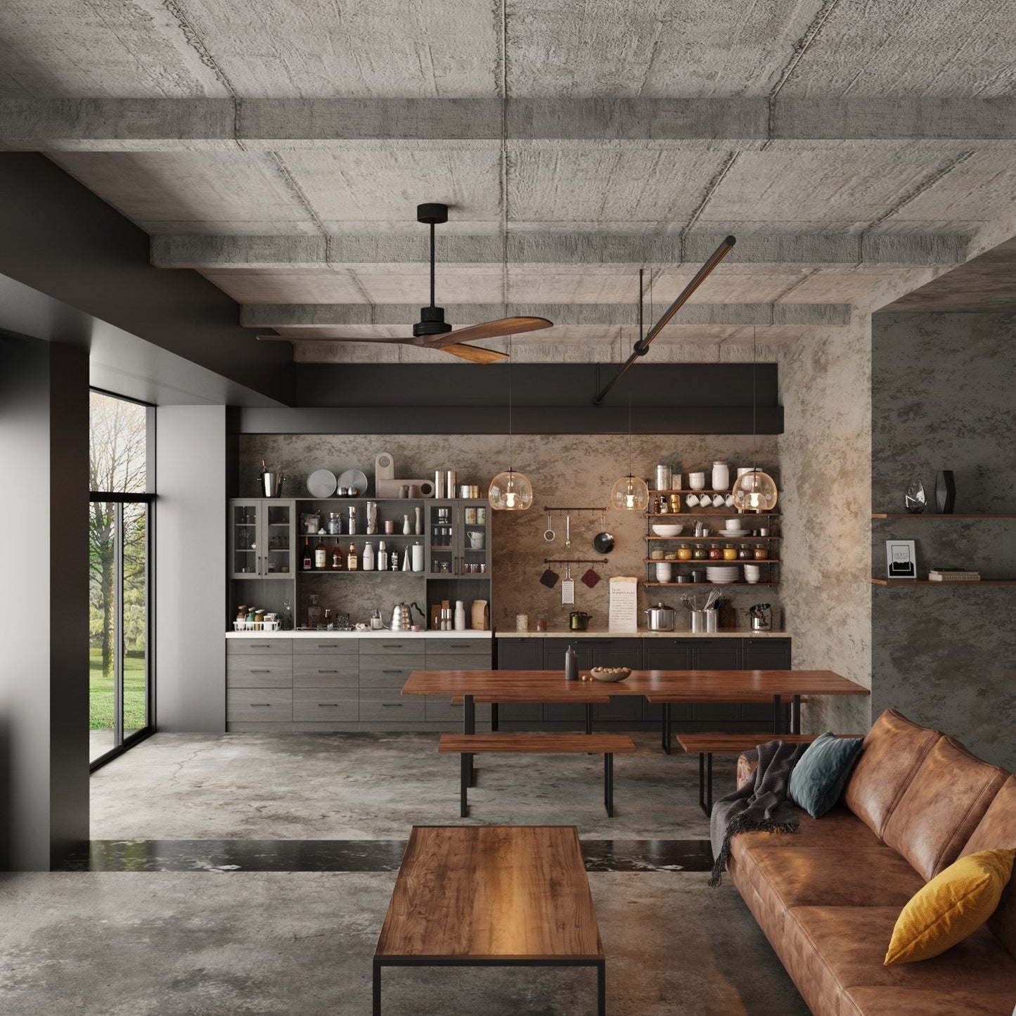 Buffet de cuisine de grande taille (94,5 po) avec garde-manger intégré