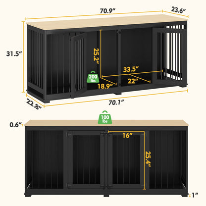 Meubles pour cage de grand chien avec séparateur