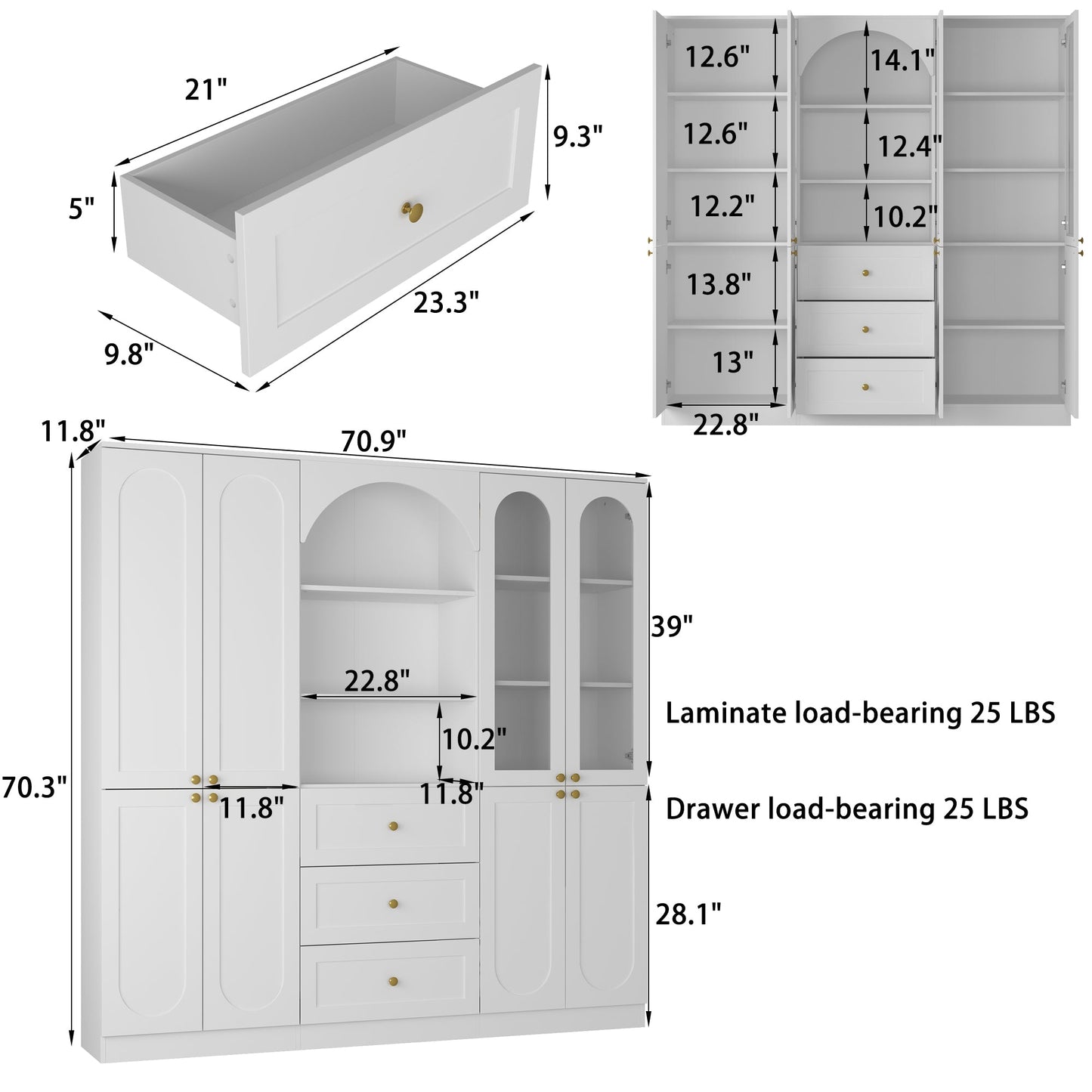 Armoire élégante avec un grand espace de rangement et une finition blanche