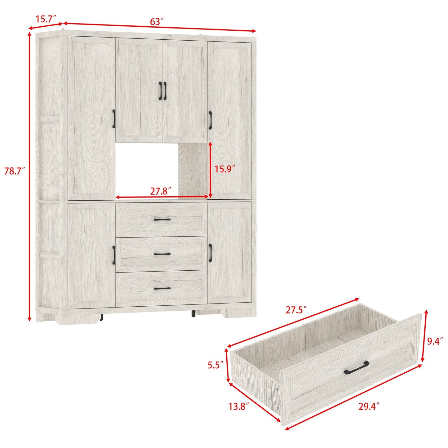 Meuble de rangement modulaire élégant : design épuré et combinaison de compartiments ouverts et fermés.
