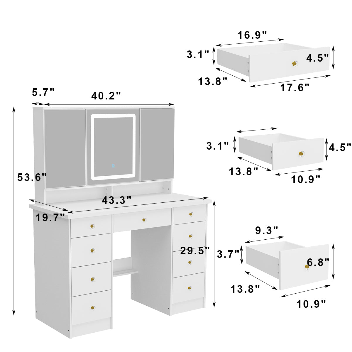 Coiffeuse avec miroir et lampe