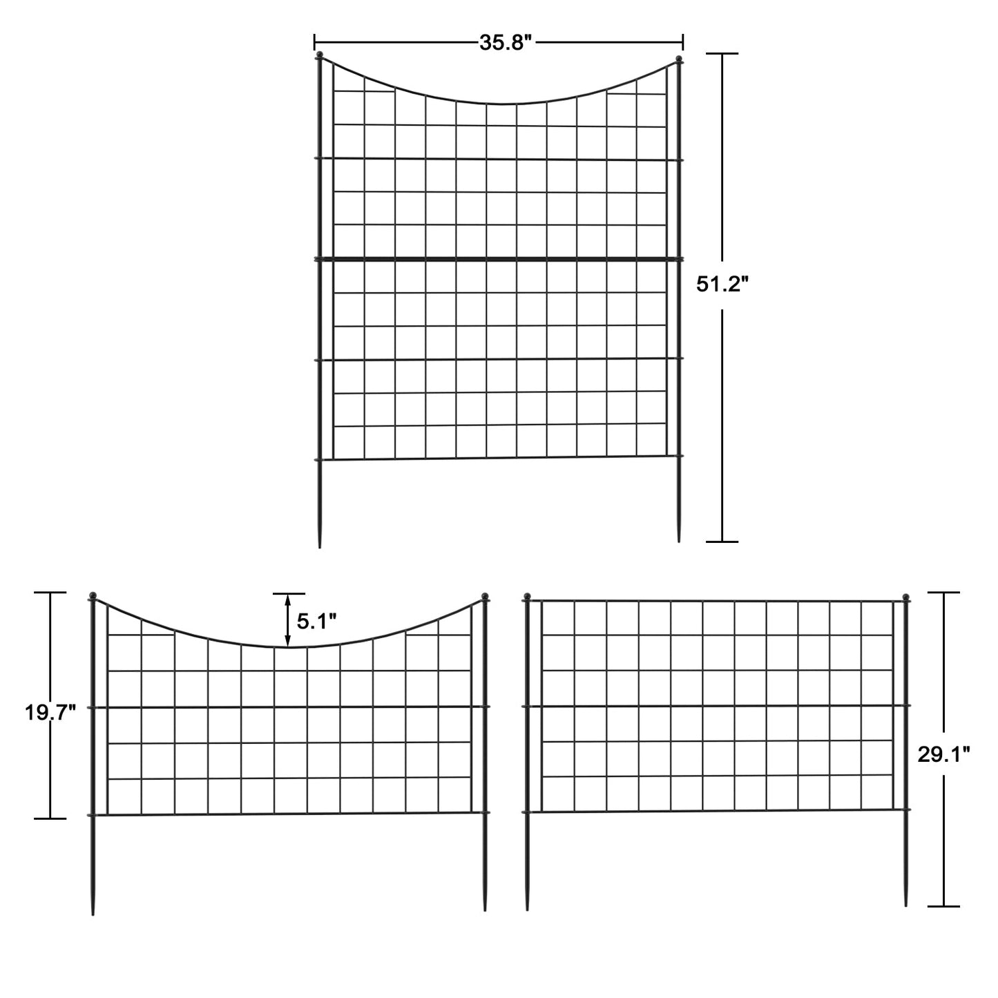 Clôture de jardin (lot de 5) - Barrière pour animaux - Clôture antirouille - Aménagement paysager - Terrasse - Fleurs