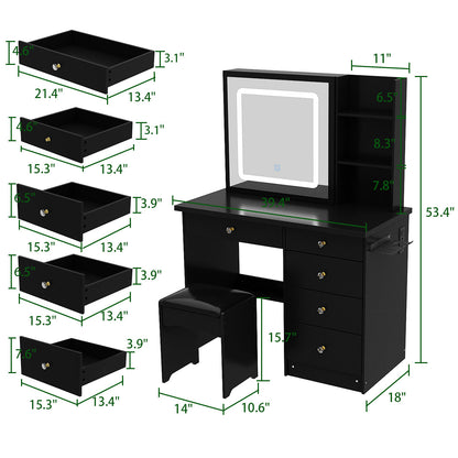 Coiffeuse avec miroir lumineux et prise électrique 