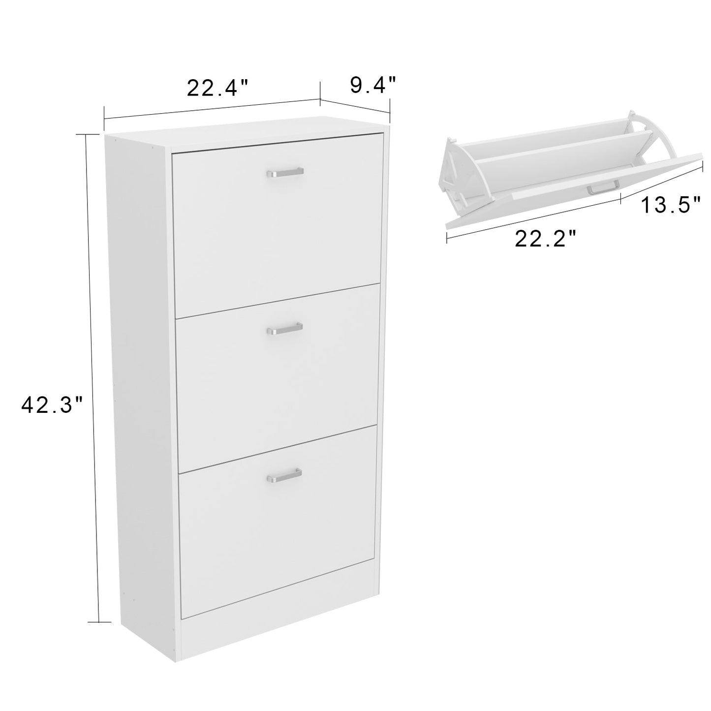 Meuble à chaussures à 3 tiroirs rabattables pour entrée, étagère à chaussures autoportante, organisateur de rangement 