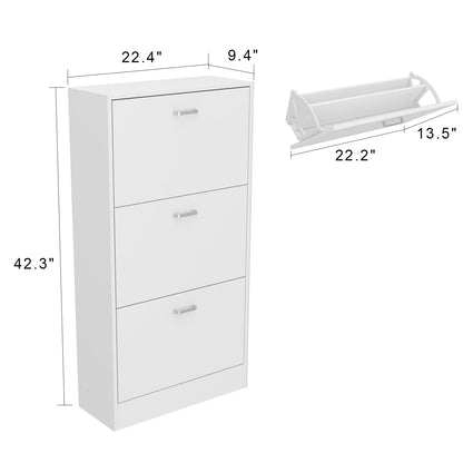 Meuble à chaussures à 3 tiroirs rabattables pour entrée, étagère à chaussures autoportante, organisateur de rangement 