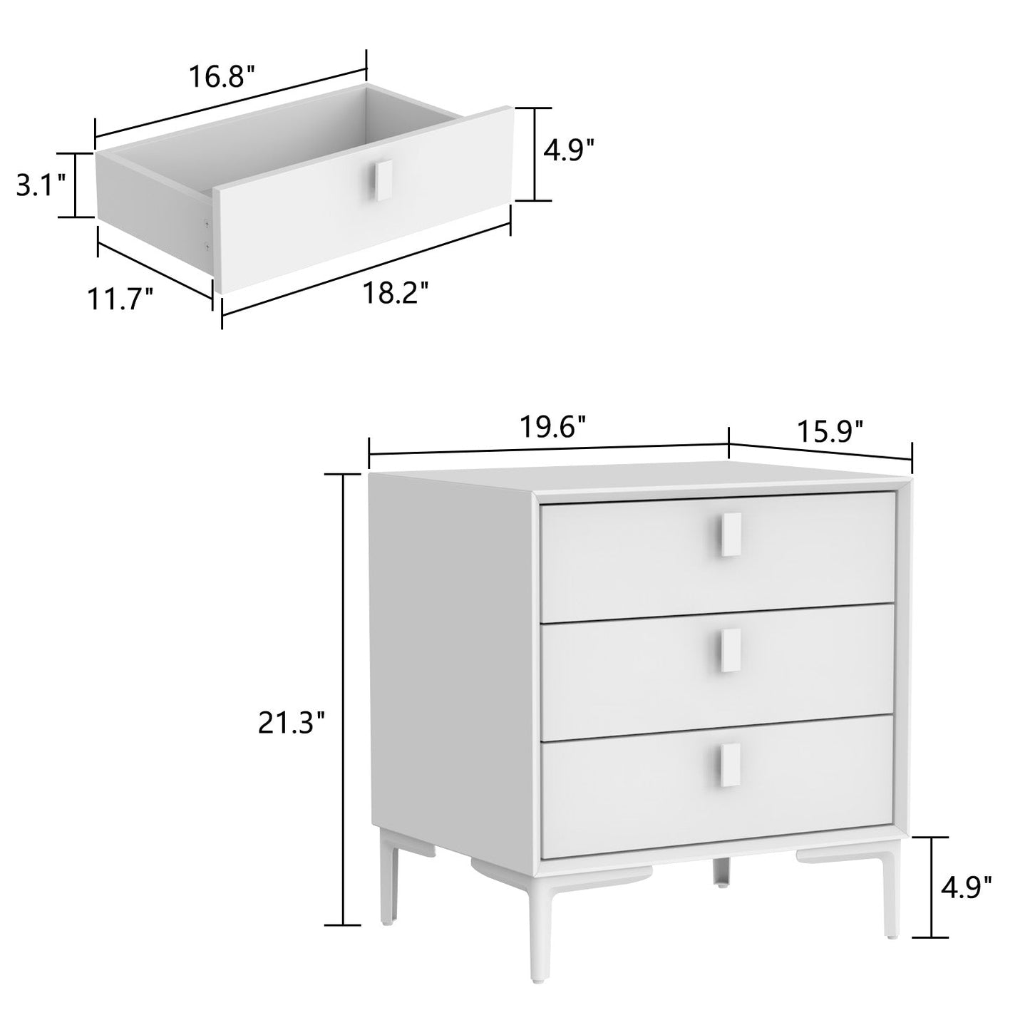 Table de chevet noire avec pieds en métal doré et 3 tiroirs