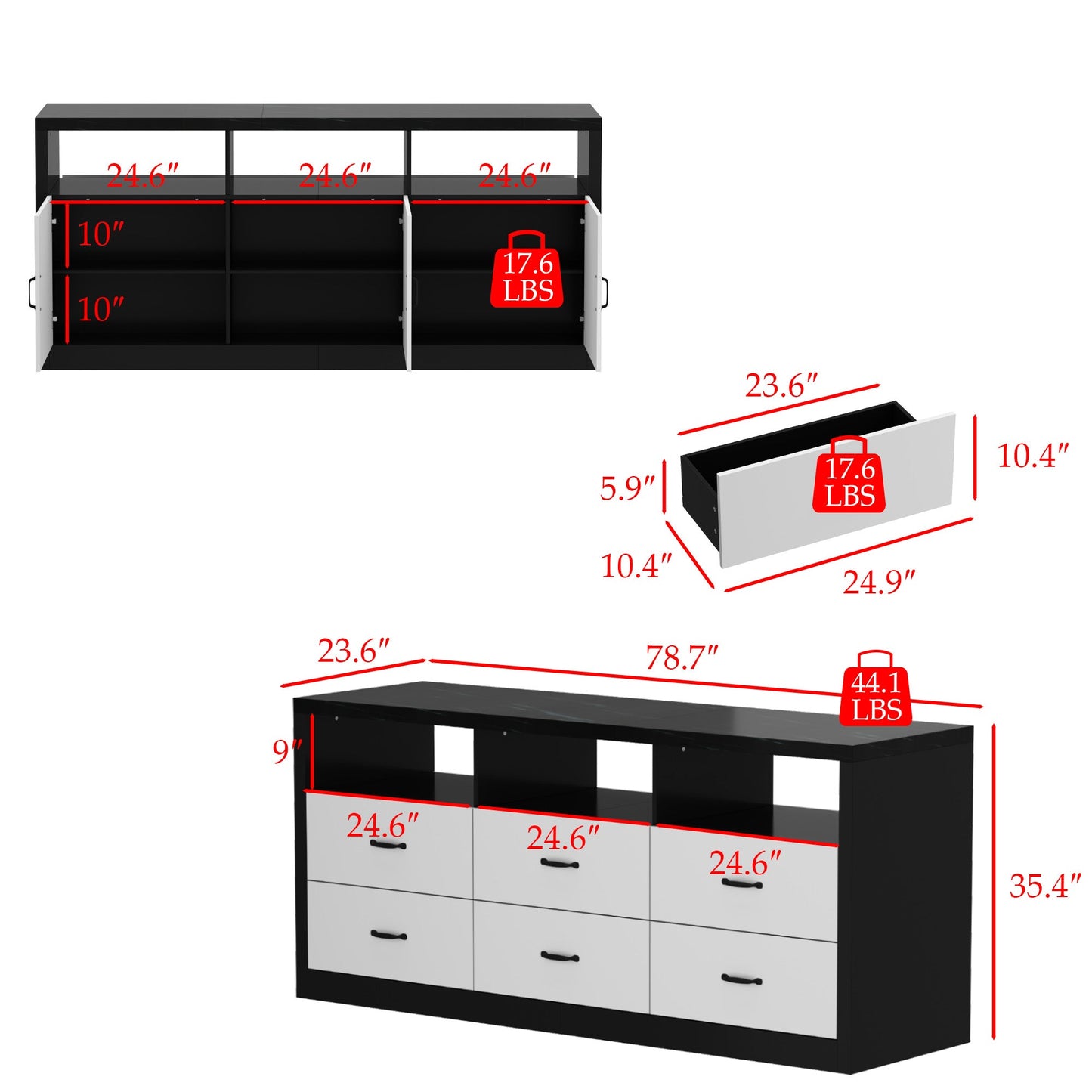 Îlot de cuisine double face de 78,7 cm de large