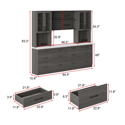 Buffet de cuisine de grande taille (94,5 po) avec garde-manger intégré