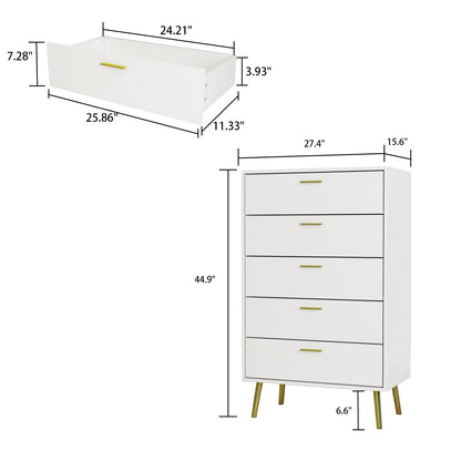 Commode contemporaine polyvalente avec 5 grands tiroirs de rangement 